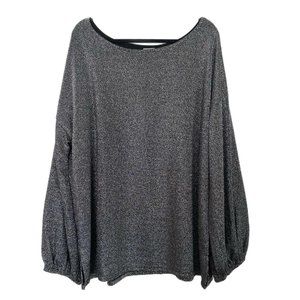 c. oliver Women's Silver Sparkle Boatneck Long Balloon Sleeve Shirt Size 3X